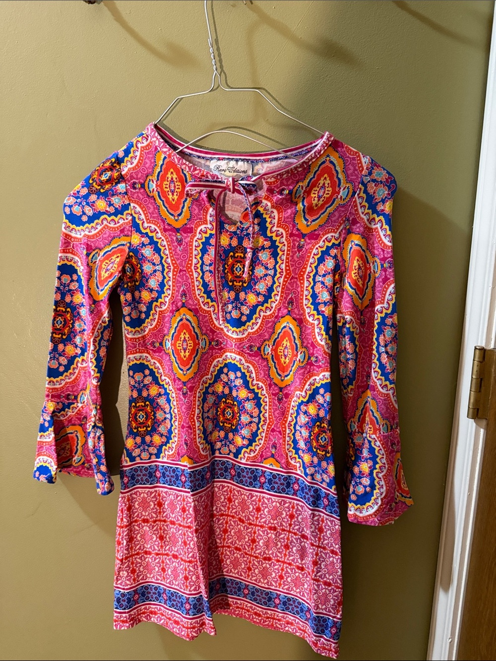 Rare Editions Girls' Pink Multicolor Patterned Tunic Dress